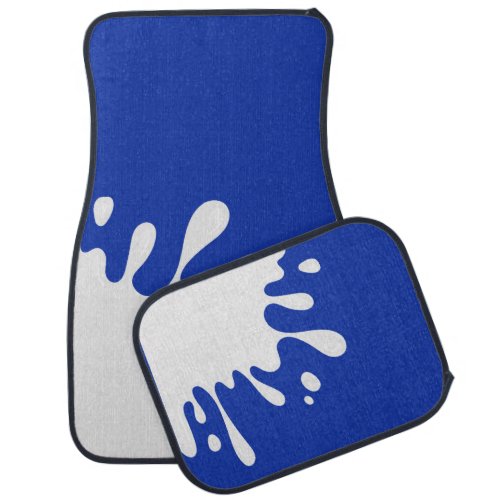 Fun White Splatter on Egyptian Blue Car Floor Mat