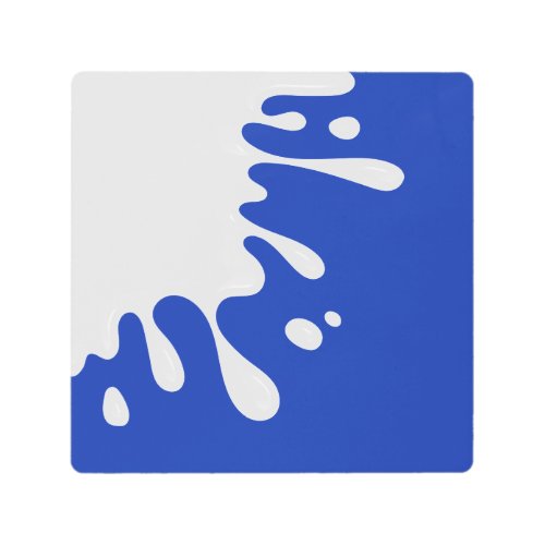 Fun White Splatter on Egyptian Blue Metal Print