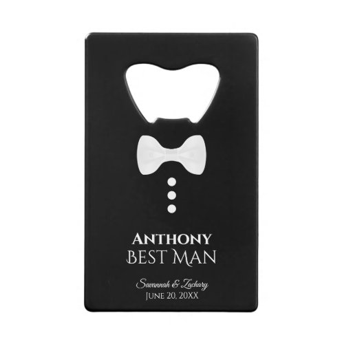 Fun White Tie Tuxedo Best Man Wedding Credit Card Bottle Opener