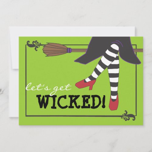 Fun Wicked Witch on Broom Halloween Party Announcement
