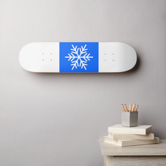 Fun Wide Alpine Blue White Stripes Bold Snowflake Skateboard (Wall Art (Horz))
