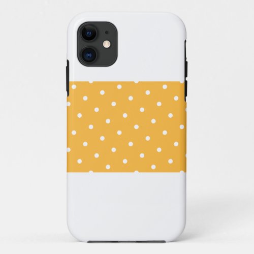 Fun Wide Golden Yellow Stripe White Dots On White iPhone 11 Case