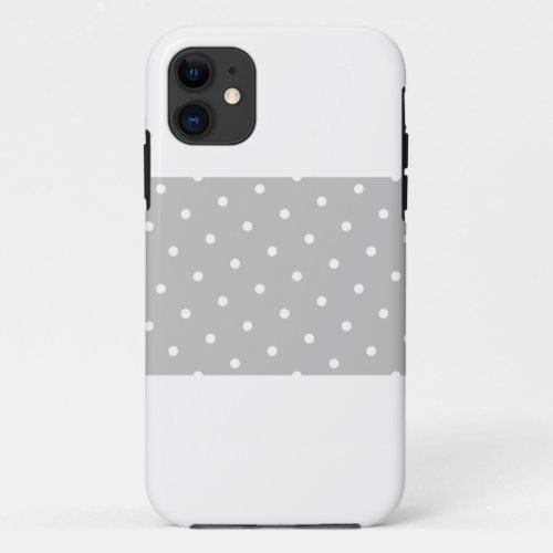 Fun Wide Light Gray Stripe White Dots On White iPhone 11 Case