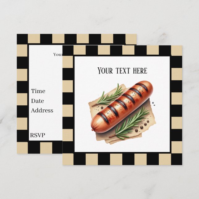 Fun wiener roast grilled hotdog party customizable invitation (Front/Back)