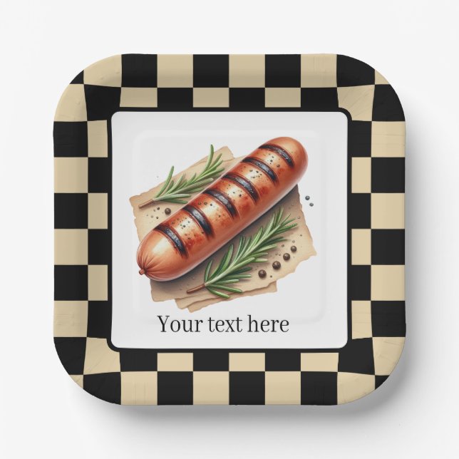 Fun wiener roast grilled hotdog party customizable paper plates (Front)