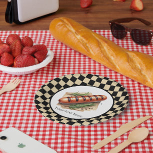 Fun wiener roast grilled hotdog party customizable paper plates