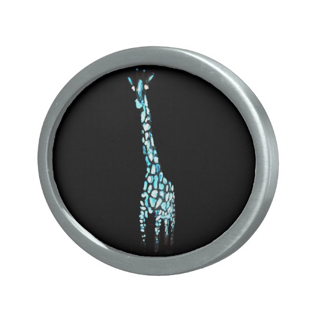 Fun Wild Animal Abstract Giraffe Oval Belt Buckle (Front Right)