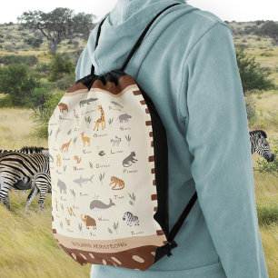 Fun Wild Animals ABC Drawstring Bag
