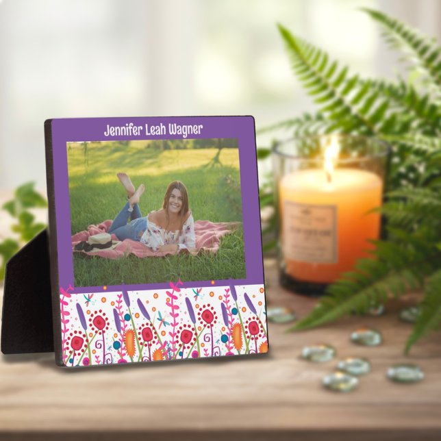Fun Wildflower Colorful Graduation Custom Photo Plaque (Creator Uploaded)