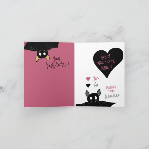 Fun Will You Be Mine Bat Love  Valentine Card