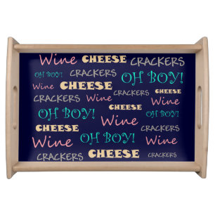Fun Wine Cheese Crackers Serving Tray