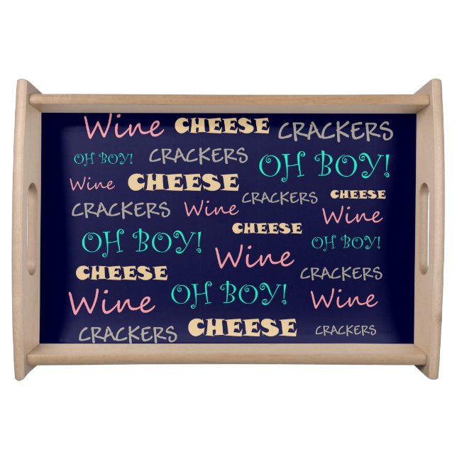 Fun Wine Cheese Crackers Serving Tray (Front)