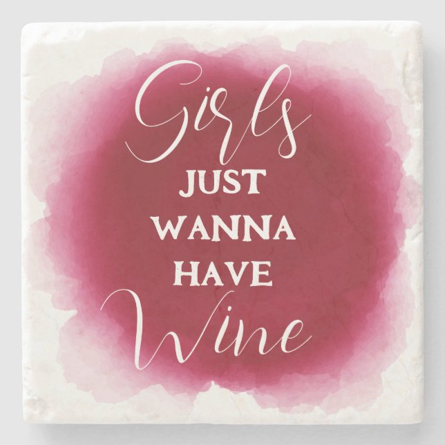 Fun Wine Lover Quote Elegant Burgundy Stone Coaster (Front)