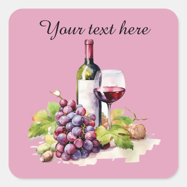 Fun wine lovers add text square sticker (Front)