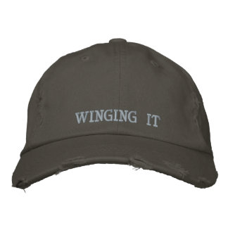Fun Winging It Quote Rustic Personalized Gray  Embroidered Baseball Cap