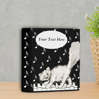 Fun Winking White Cat Prancing Across Piano Keys Mini Binder
