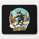 Fun Winter Adventure In Ohio Skiing Squirrel  Mouse Pad