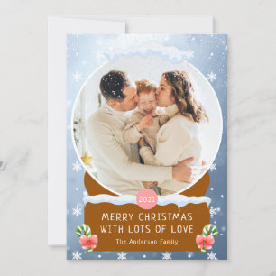 Fun Winter Merry Christmas Snow Globe Photo Card