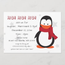 fun winter penguin christmas party invitation