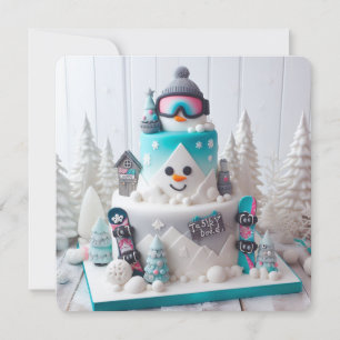 FUN WINTER SNOWBOARDING THEME  KIDS BIRTHDAY CAKE CARD