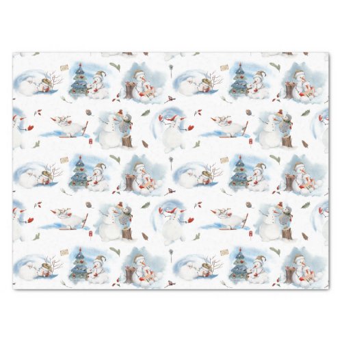 Fun Winter Snowman Kids Cartoon Pattern Tissue Paper