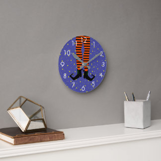 Fun Witch Legs Round Clock