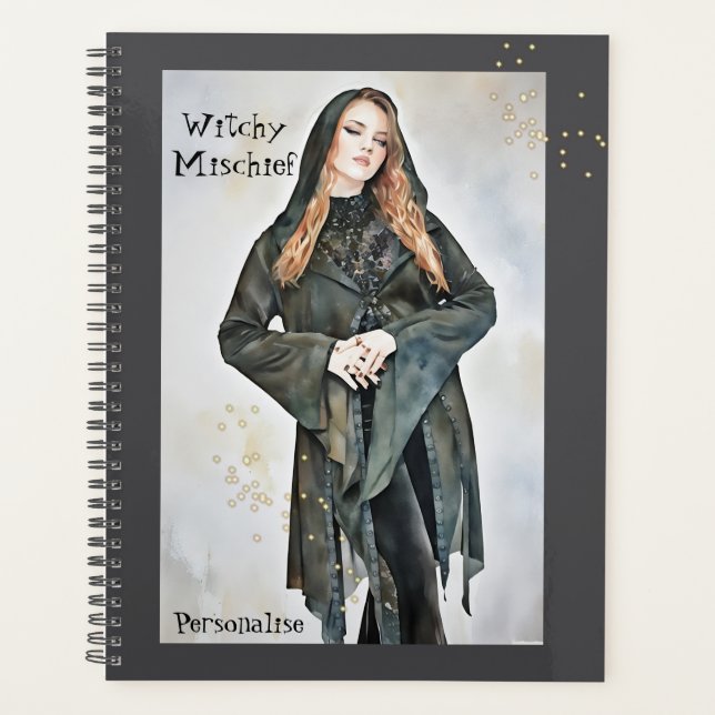 Fun Witchy Quote Pretty Gray Journal  Planner (Front)