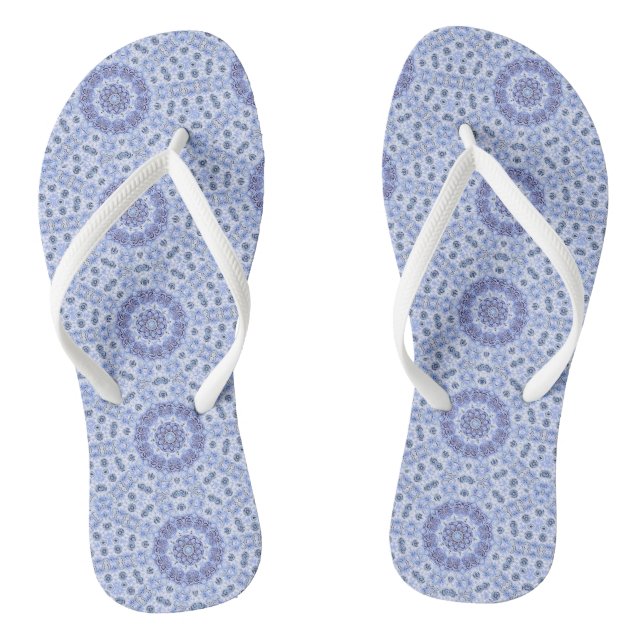 Fun with Blue and white Flip Flops (Footbed)