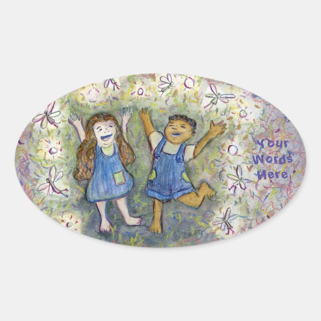 Fun with Fairies Art Custom Oval Stickers (Front)
