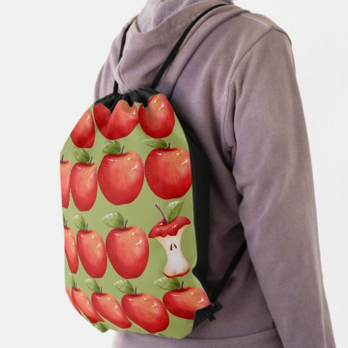 Fun with Fruit Red Apple Drawstring Bag