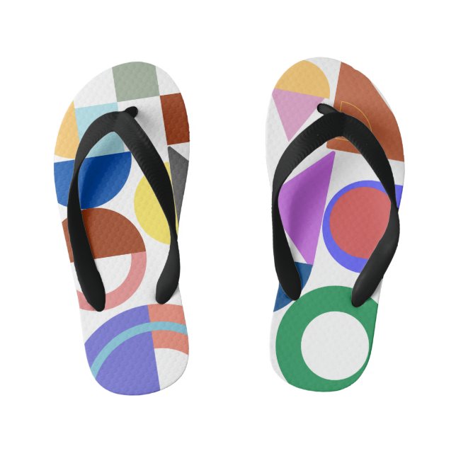 Fun With Geometry Colorful Shapes  Kid's Flip Flops (Footbed)