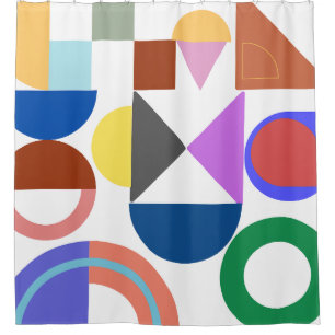 Fun With Geometry Colorful Shapes Shower Curtain