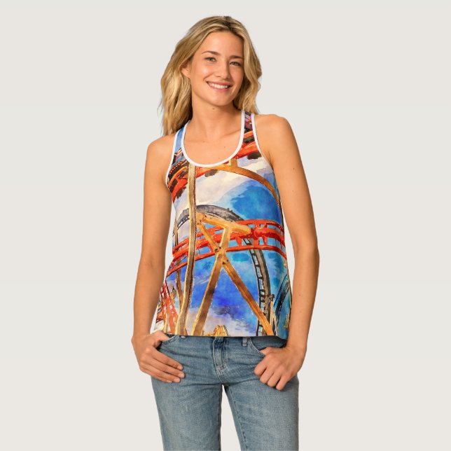 fun with roller coaster leggings tank top (Front Full)