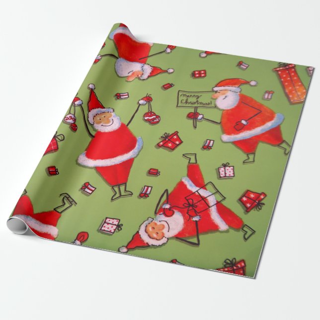 Fun with Santa Wrapping Paper (Unrolled)