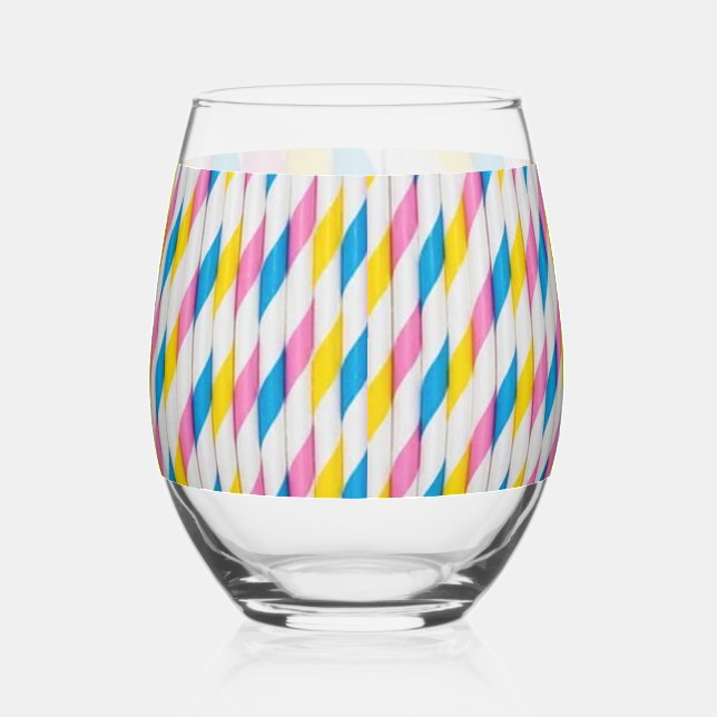Fun with Straws! Drinkware  Stemless Wine Glass (Front)