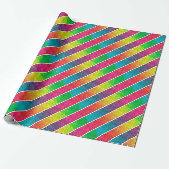 [Fun with Stripes] Pattern #1 Geometric Rainbow Wrapping Paper (Unrolled)