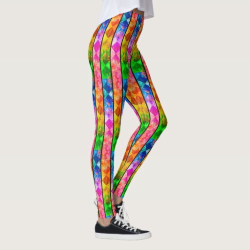 Fun with Stripes Pattern 5b  Rainbow Harlequin Leggings