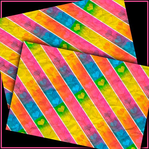 Fun with Stripes Pattern 6c Hearts Decoupage Tissue Paper