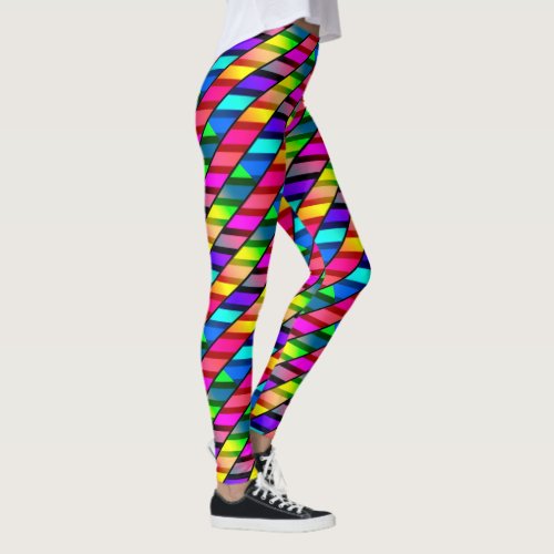 Fun with Stripes Pattern 7b  Rainbow Helix Leggings