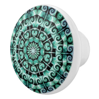 Fun with Teal and black Ceramic Knob