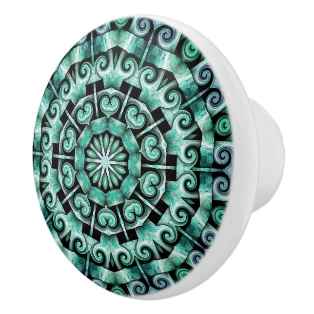 Fun with Teal and black Ceramic Knob (Right)