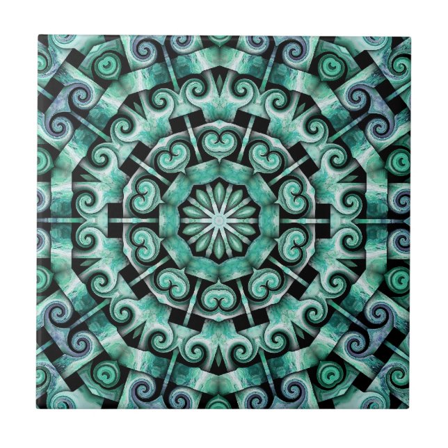 Fun with Teal and black  Ceramic Tile (Front)