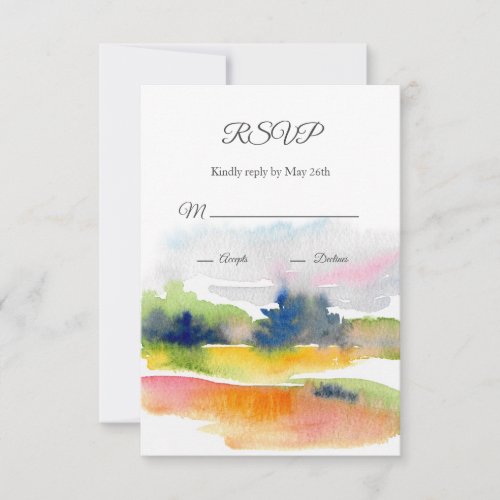 Fun with Watercolor Brushstrokes Abstract RSVP Card