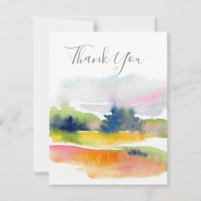 'Fun with Watercolor Brushstrokes' Abstract Thank  Thank You Card (Front)