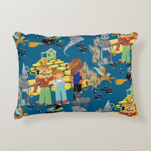 Fun Wizard of Oz on blue childrens design Accent Pillow