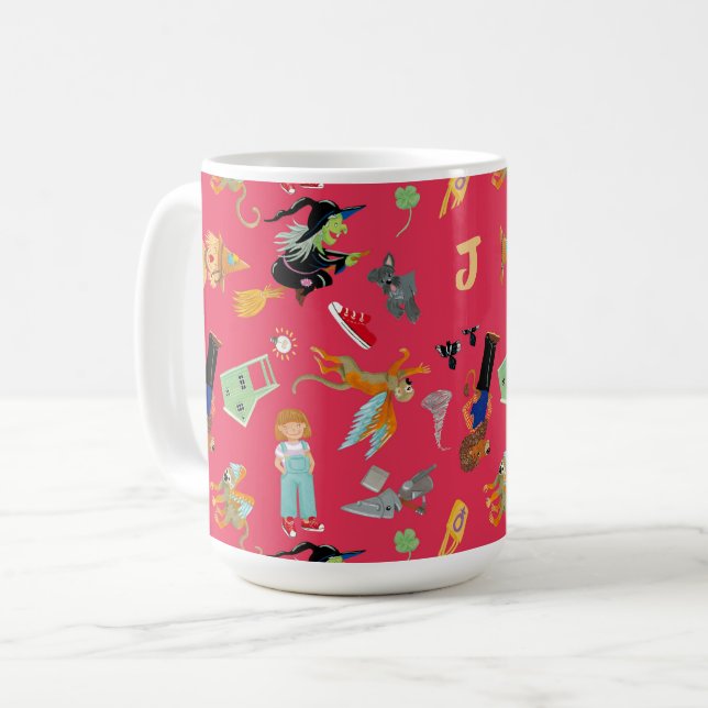 Fun Wizard of Oz on red children's design Coffee Mug (Front Left)