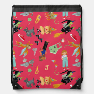 Fun Wizard of Oz on red children's design Drawstring Bag