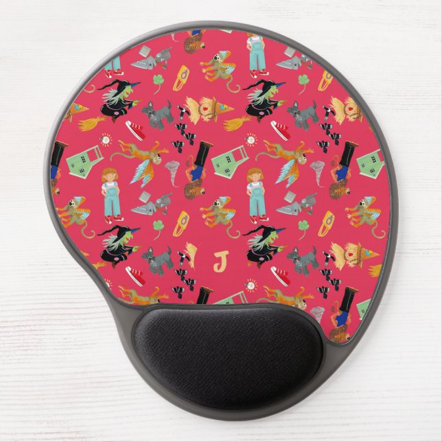 Fun Wizard of Oz on red children's design Gel Mouse Pad (Front)