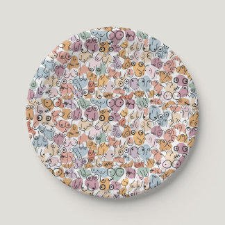 fun woman feminist paper plates