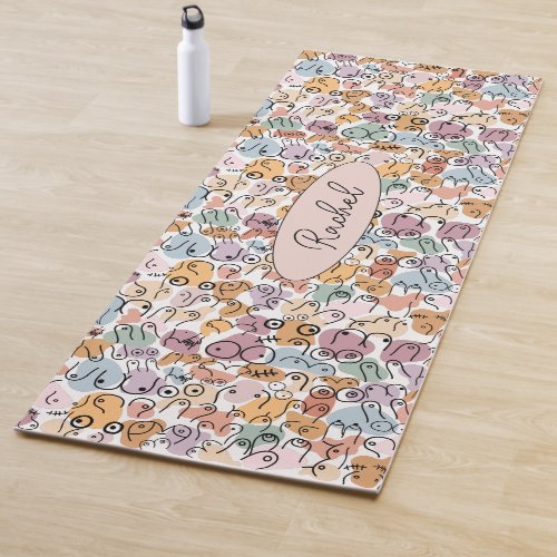 fun woman feminist yoga mat